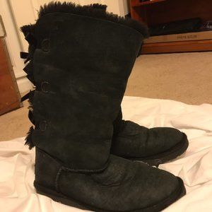 Warm Knee Length black Ugg Boots
